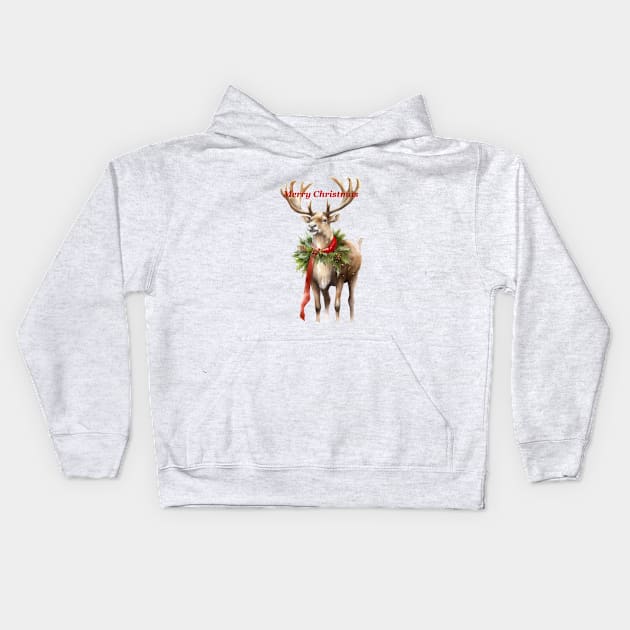 Santa's Reindeer Kids Hoodie by tfortwo